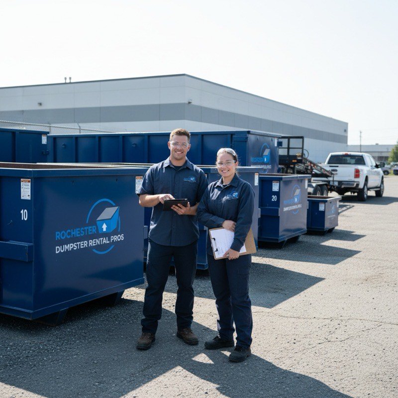 Rochester Dumpster Rental Pros Team on site